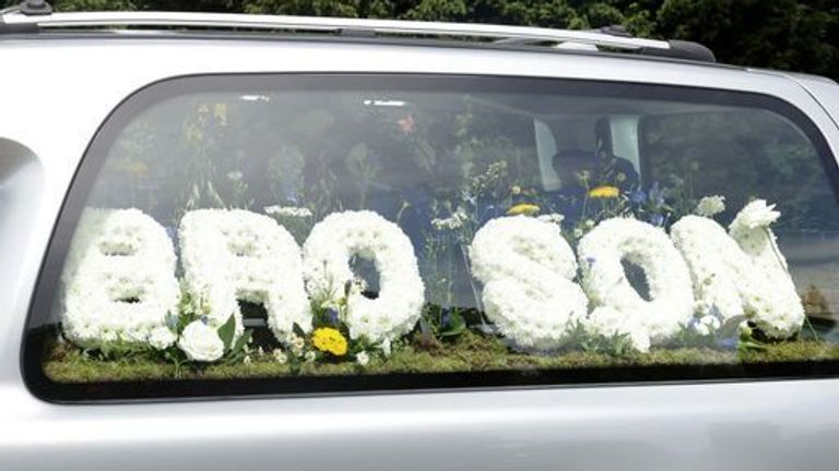 A funeral wreath in the hearse at Pontefract Crematorium before the funeral for former Leeds Rhinos player Rob Burrow (PA Images)